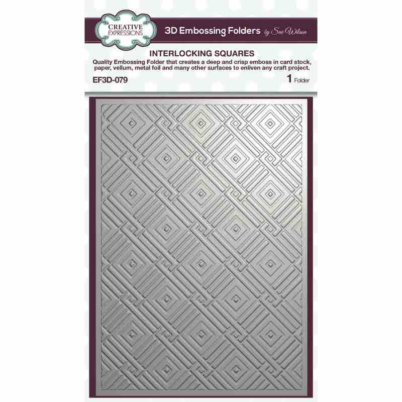 Creative Expressions Interlocking Squares 5 in x 7 in 3D Embossing Folder