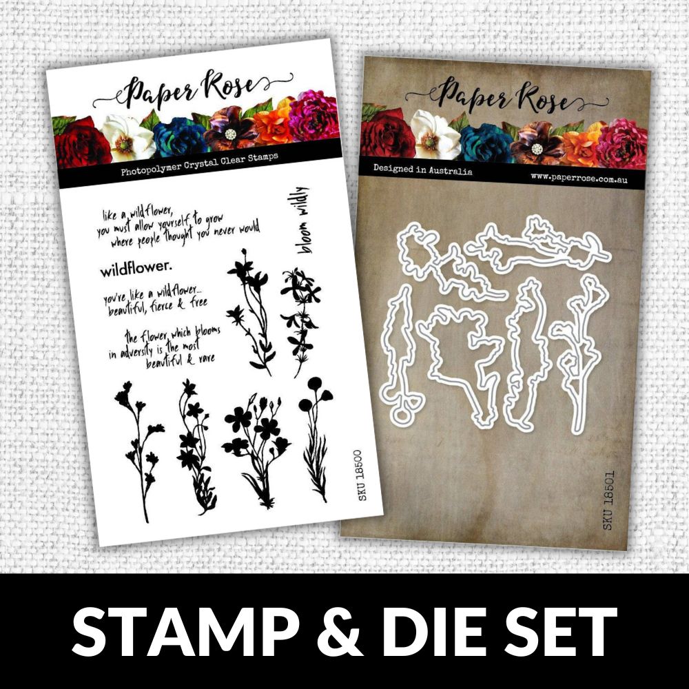 Paper Roses - Wildflowers 4x6" CLEAR STAMP & DIE SET