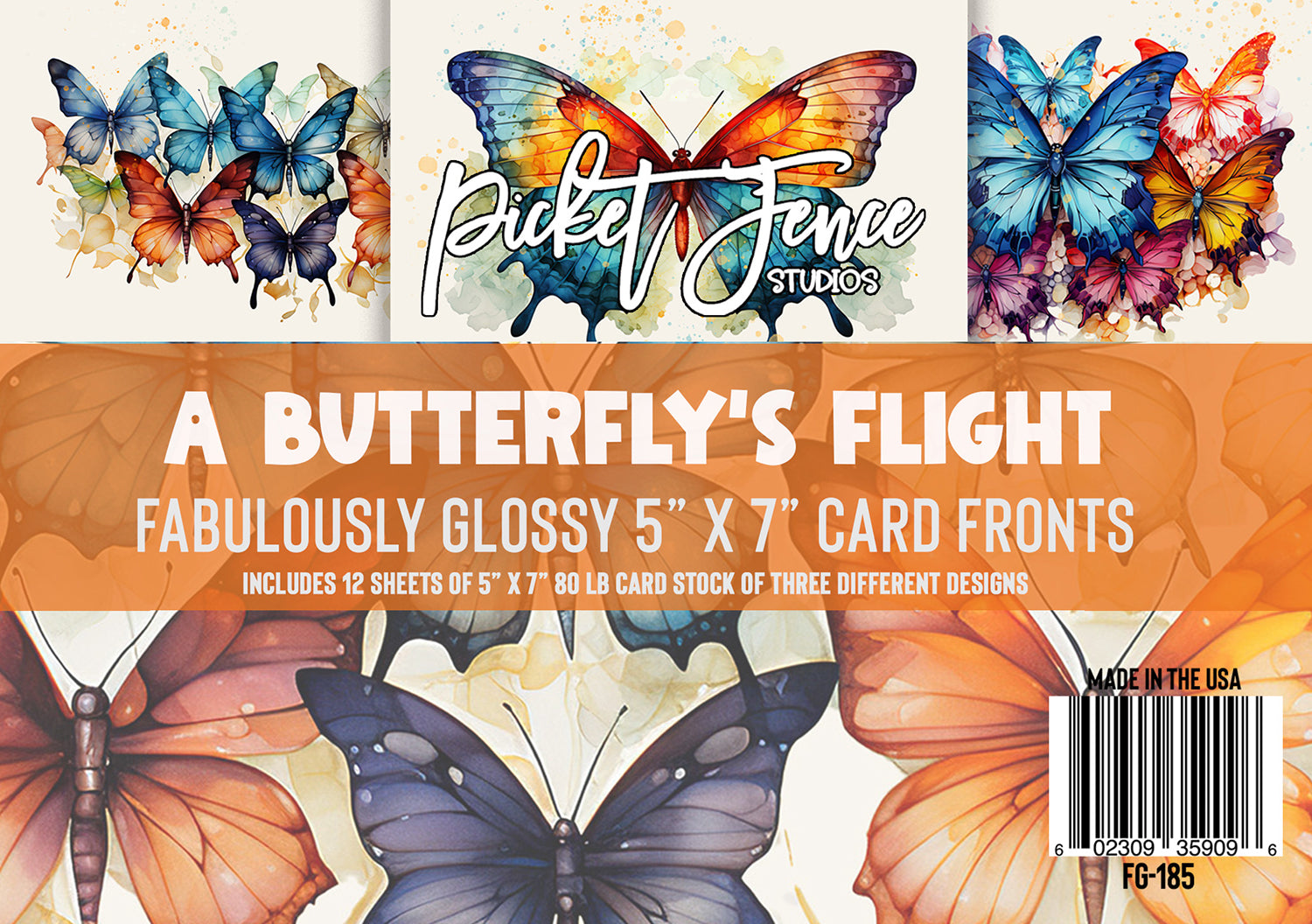 Picket Fence Studios Fabulously Glossy 5x7 Card Fronts - A Butterfly's Flight