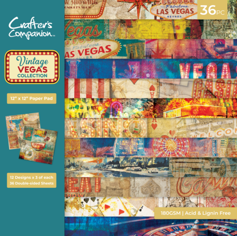 Crafter's Companion - Vintage Vegas 12x12 Inch Paper Pad