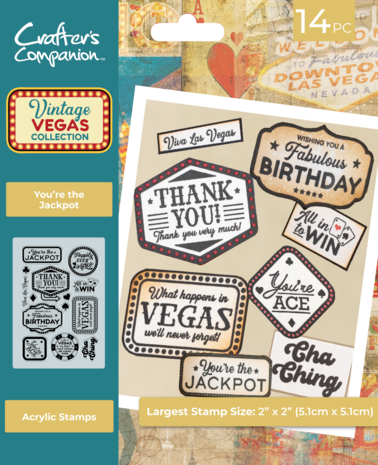 Crafter's Companion - Vintage Vegas Clear Acrylic Stamp You're the Jackpot