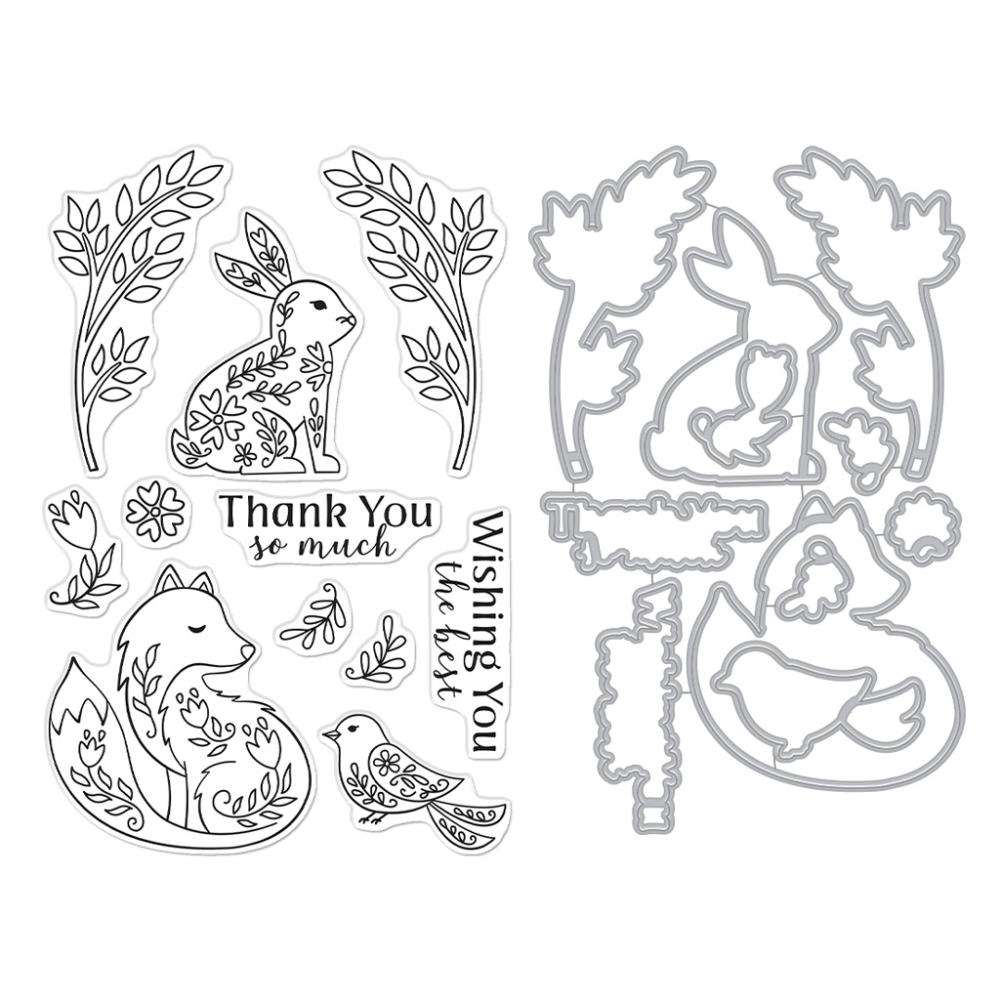 Hero Arts Clear Stamp & Die Combo - Folk Animals