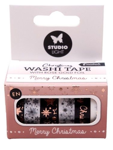 Studio Light Washi tape Black/white - EN - Rose gold Ess. nr.24