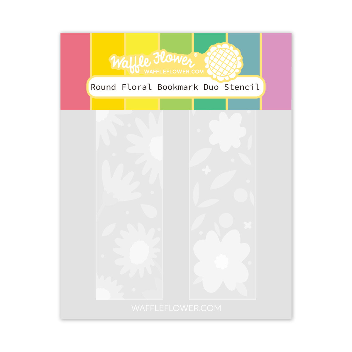 Waffle Flower - Round Floral Bookmark Duo Stencil