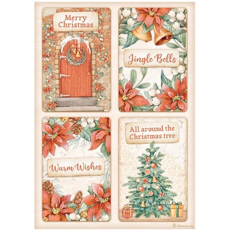 Stamperia - All Around Christmas A4 Rice Paper 4 Cards