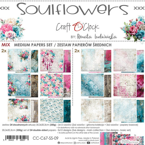 Craft O'Clock - Soulflowers 8x8 Inch Medium Papers Set