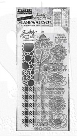 Tim Holtz Mixed-Media Stamps & Stencil Set THMM124