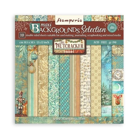 Stamperia - The Nutcracker 12x12 Inch Paper Pack Maxi Backgrounds Selection