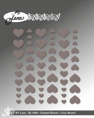 By Lene - Enamel Hearts Grey-Brown (54pcs)