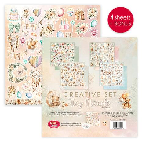 Craft & You Design - Tiny Miracles 12x12 Inch Creative Set 250gsm (4sheets)