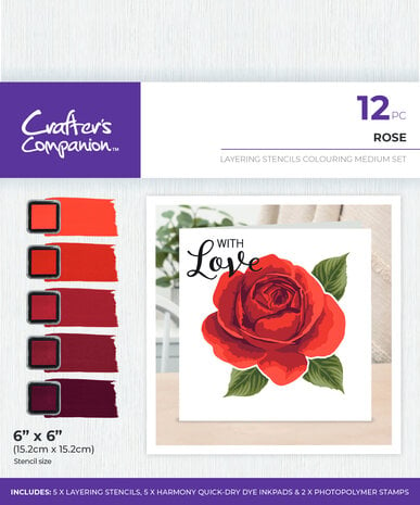 CC- Colouring Medium Set Layering Stencils Rose