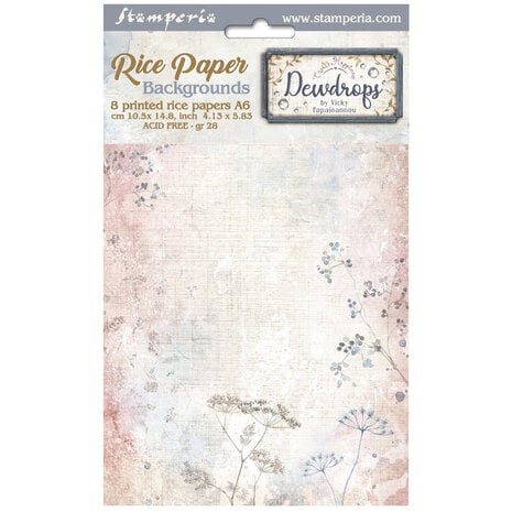 Stamperia - Create Happiness Dewdrops A6 Rice Paper Backgrounds (8pcs)