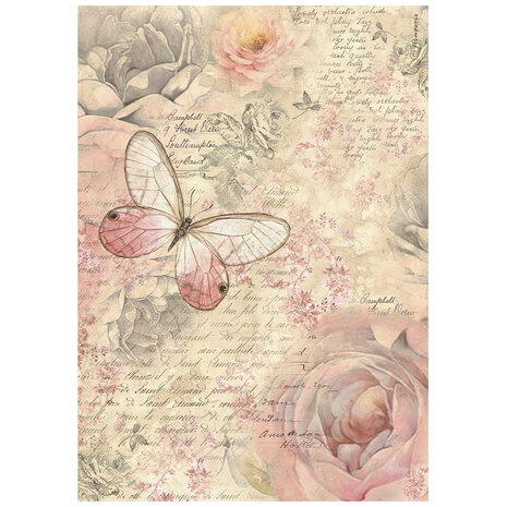 Stamperia - Shabby Rose A4 Rice Paper Butterfly