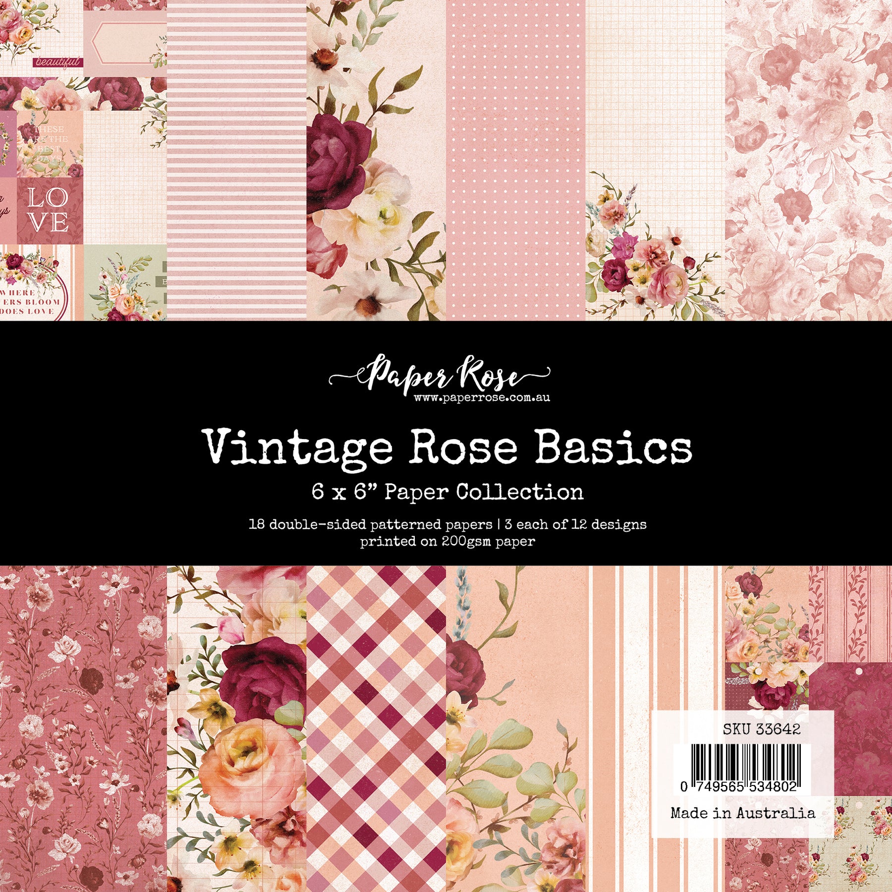 Paper Roses - Vintage Rose Basics 6x6 Paper Collection