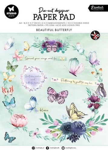 Studio Light Die-cut Paper Pad Beautiful butterfly Ess. nr.146