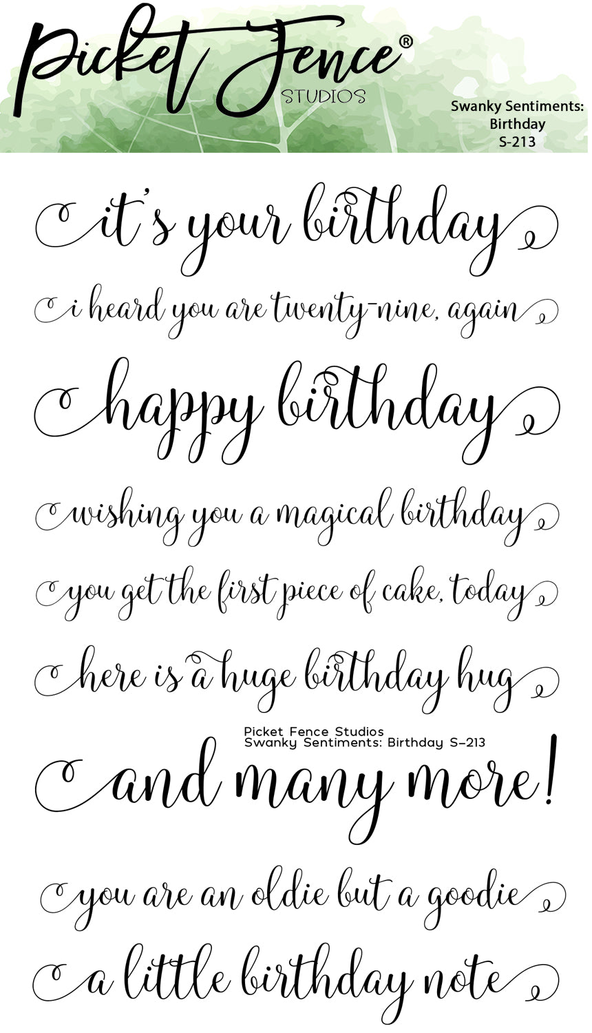 Picket Fence Studios -Swanky Sentiments: Birthday