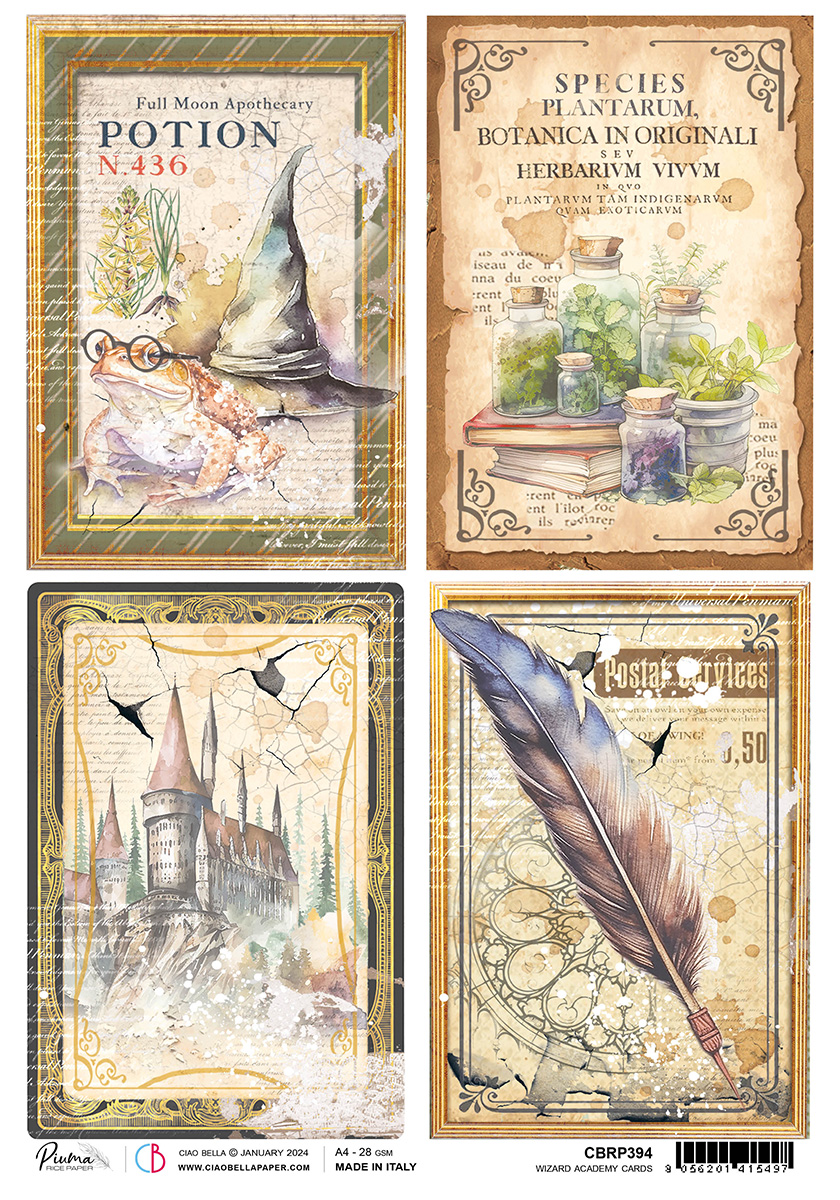 Ciao Bella - Rice Paper A4 Wizard Academy cards