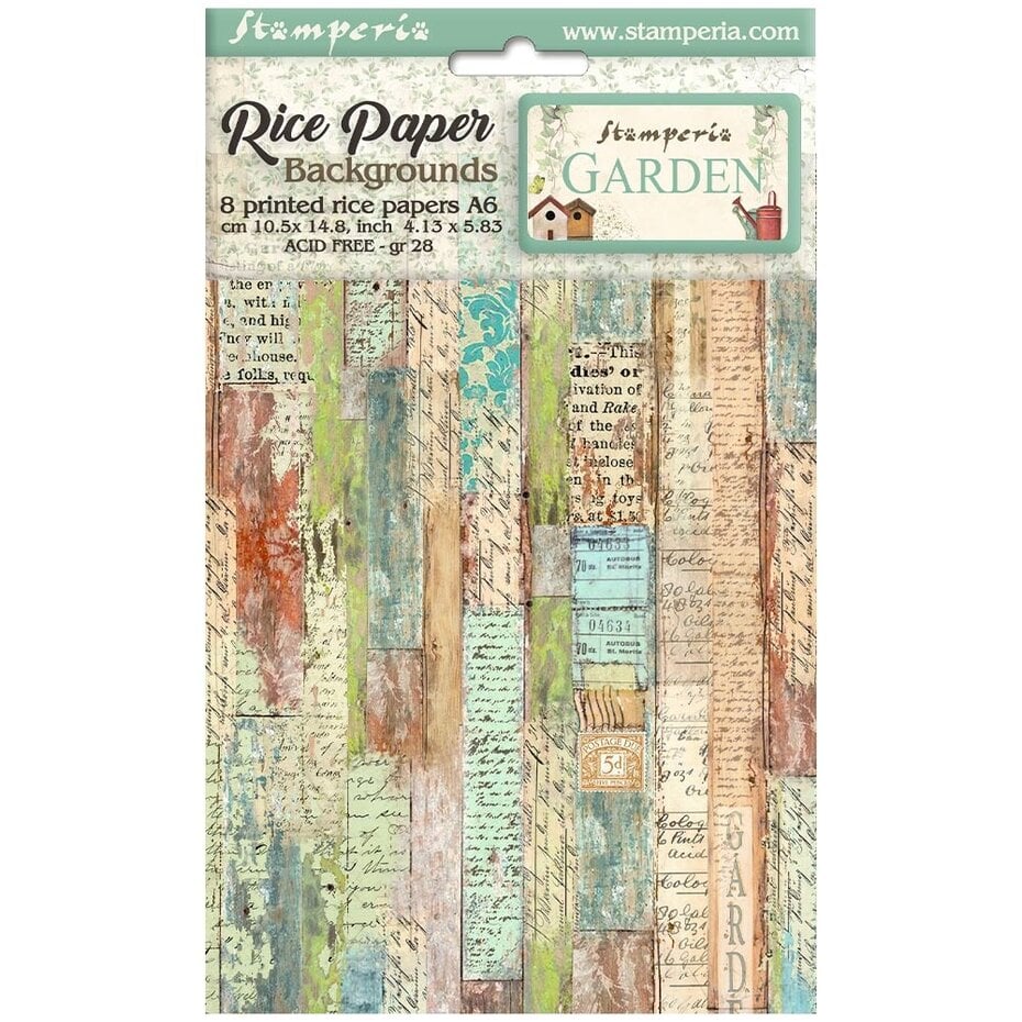 Stamperia - Garden A6 Rice Paper Backgrounds (8pcs)