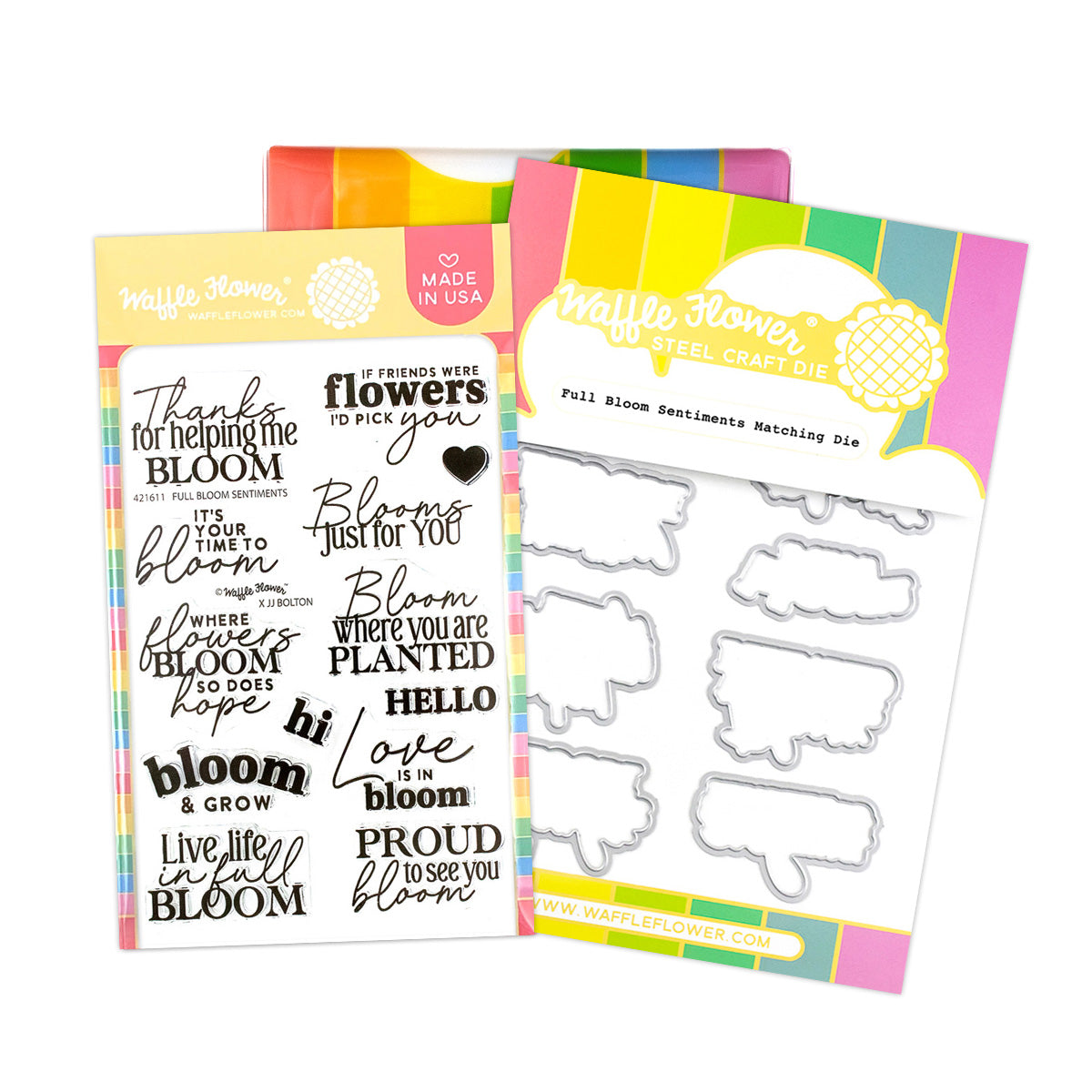 Waffle Flower Stamp & Die Set - Full Bloom Sentiments Combo
