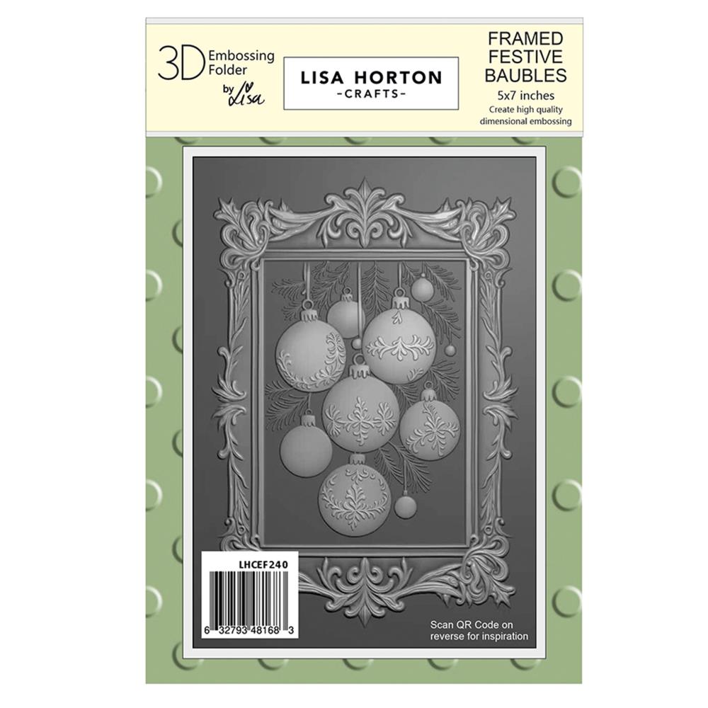 Lisa Horton Crafts Embossing Folder 5"X7" - Framed Festive Baubles 