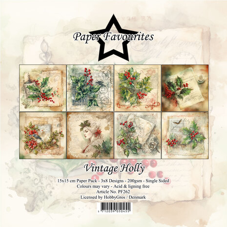 Paper Favourites - Vintage Holly 6x6 Inch Paper Pack