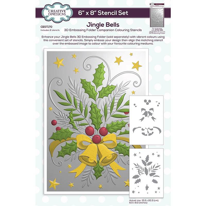 Creative Expressions Jingle Bells Companion Colouring Stencil 6 in x 8 in Set of 2