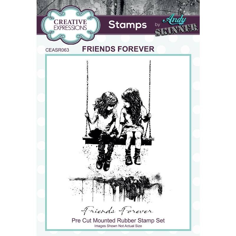 Creative Expressions Andy Skinner Friends Forever 3.5 in x 5.25 in Pre Cut Rubber Stamp