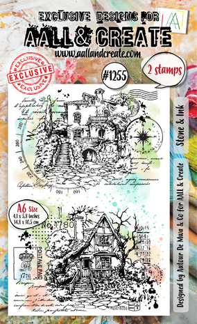 AALL & Create - Whimsy Dwellings A6 Stamp Set Stone & Ink