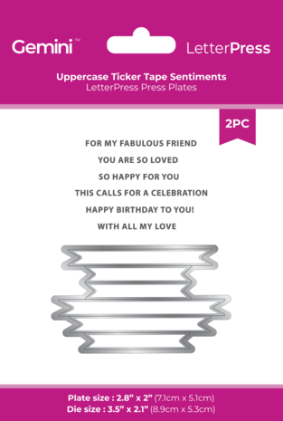 Crafters Companion - LetterPress Press Plate & Metal Die Uppercase Ticker Tape Sentiments