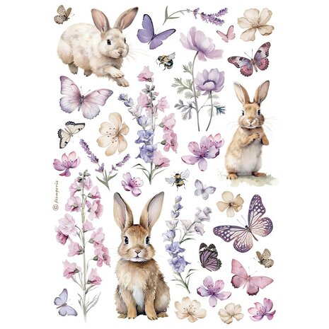 Stamperia - Bunny and Buttlerfly A4 Rice Paper 