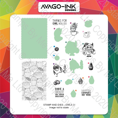 STAMPS BY ME - HTCN - AVAGO-INK DESIGNS - A5 STAMP AND DIE - OWLS 3