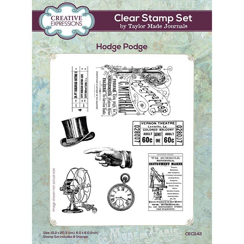 Creative Expressions Taylor Made Journals Hodge Podge 6 in x 8 in Clear Stamp Set