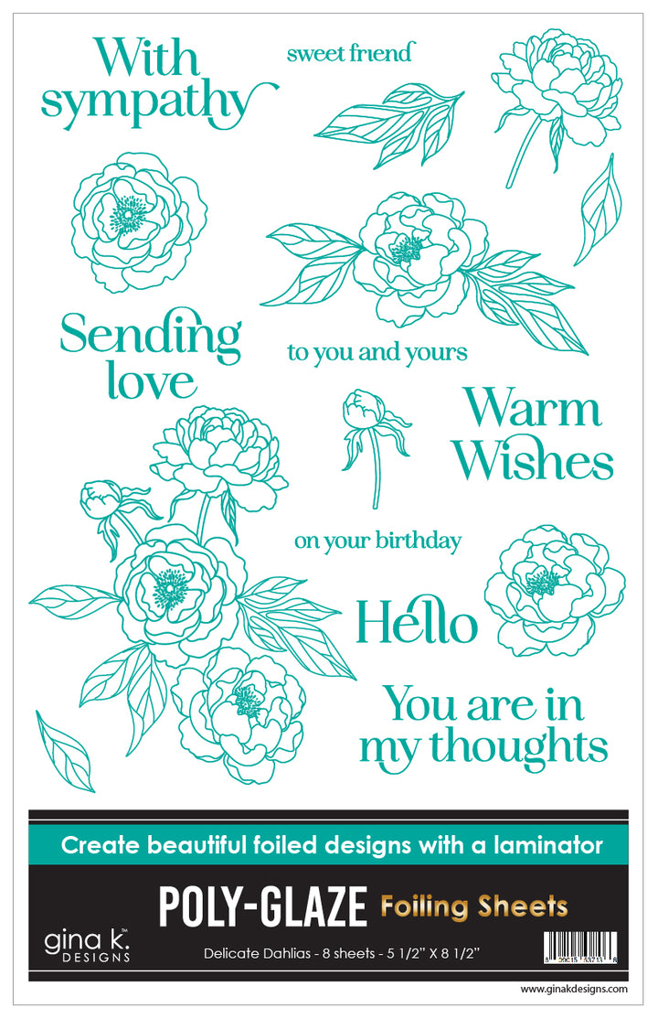 Gina K Designs - POLY-GLAZE Foiling Sheets- Delicate Dahlias