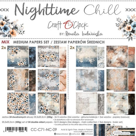 Craft O'Clock - Nighttime Chill 8x8 Inch Medium Papers Set 