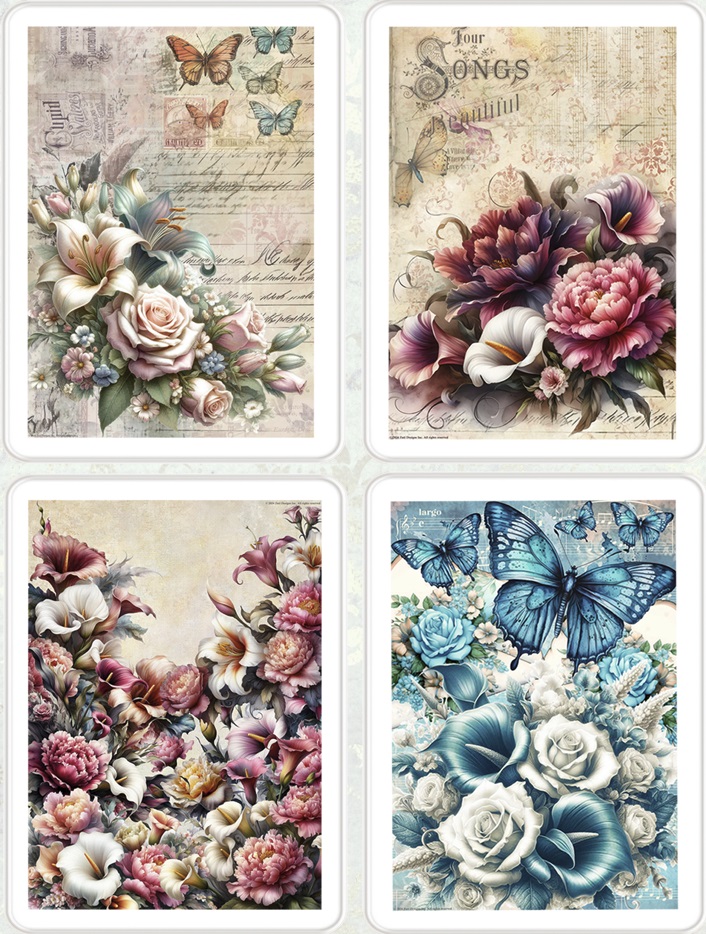 Zuri - Decoupage Papers -A4 Floral