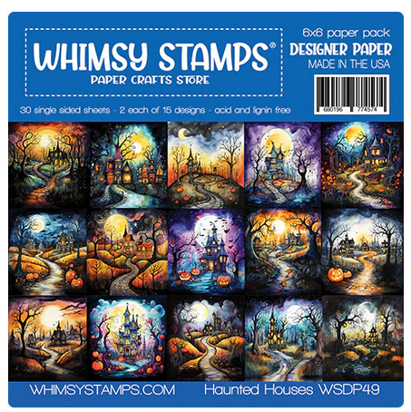 Whimsy Stamps - 6x6 Paper Pack - Haunted Houses