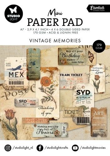 Studio Light Mini Paper Pad Vintage memories Essentials nr.215