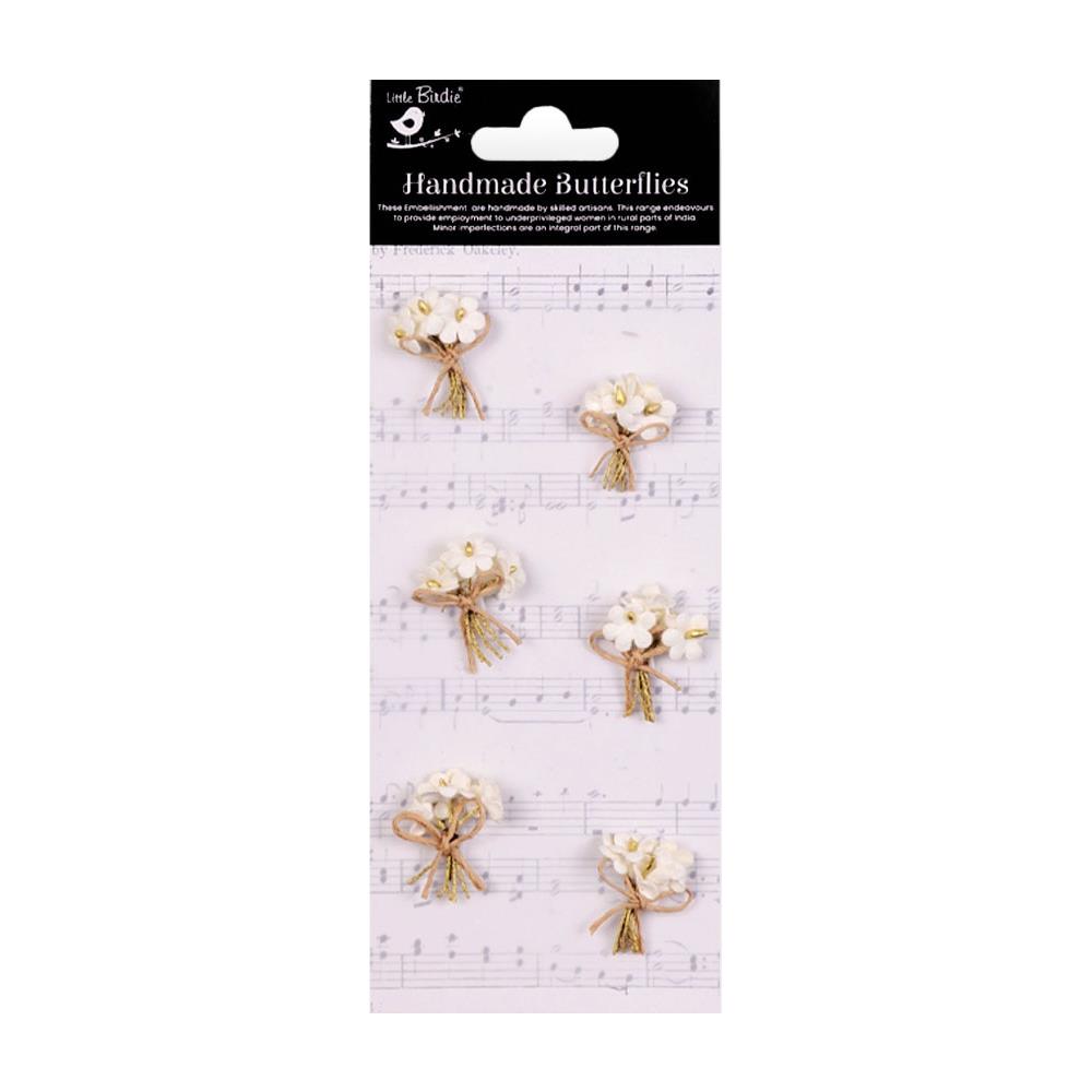 Little Birdie Paper Bouquet 6/Pkg -  Ivory Pearl 