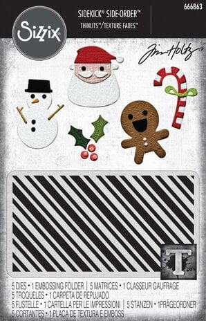 Sizzix - 2D Texture Fades w/ Thinlits Die by Tim Holtz Vault Side Order Christmas Minis (1+5pcs)