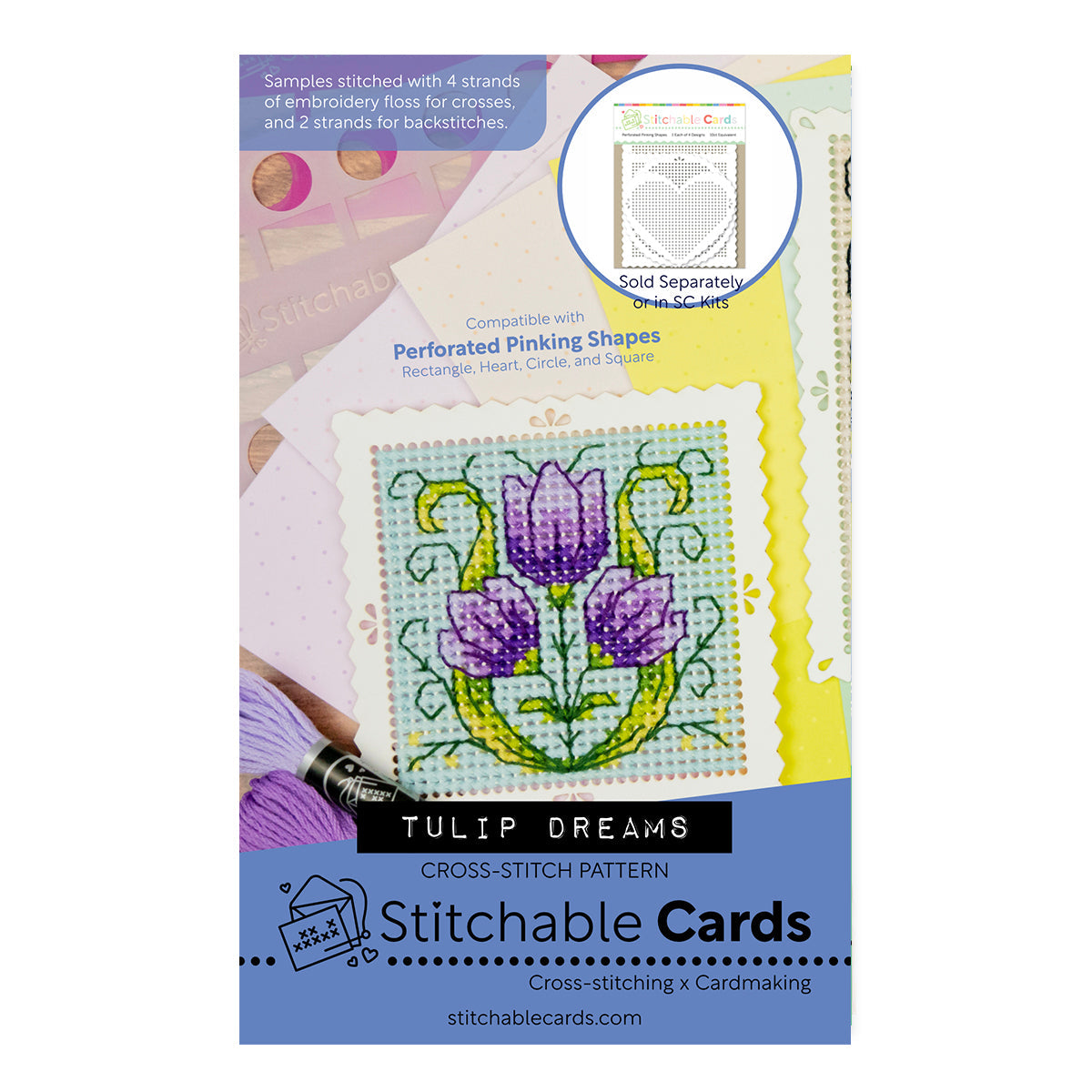 Waffle Flower - Tulip Dreams - StitchableCards  