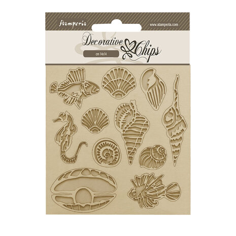 Stamperia - Songs of the Sea Decorative Chips Shells and Fish