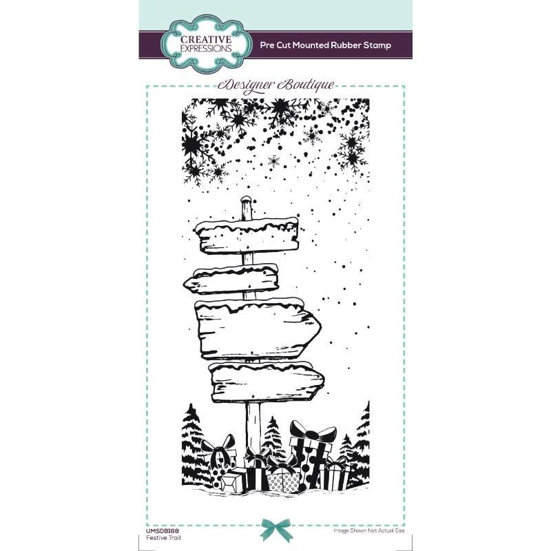 Creative Expressions Designer Boutique Festive Trail 4 in x 8 in Pre Cut Stamp