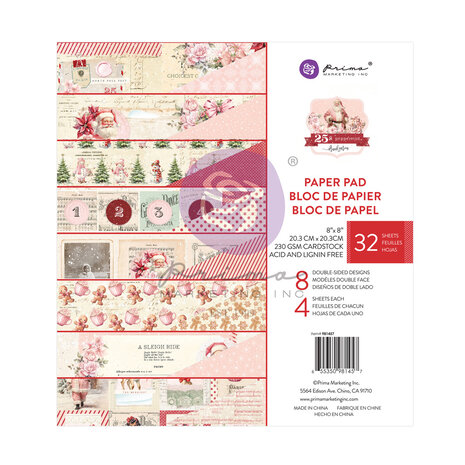 Prima Marketing 25 & Peppermint 8x8 Inch Paper Pad