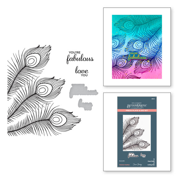 Spellbinders -BetterPress - Fabulous Feathers Press Plate & Die Set