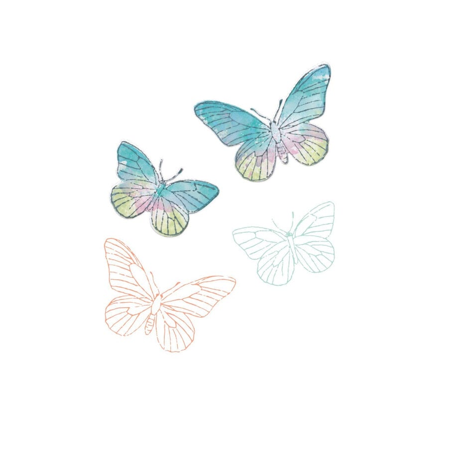 Sizzix Framelits + Stempel - Framelits Die w/Stamps by 49 and Market A5 Painted Pencil Butterflies (8+2pcs)