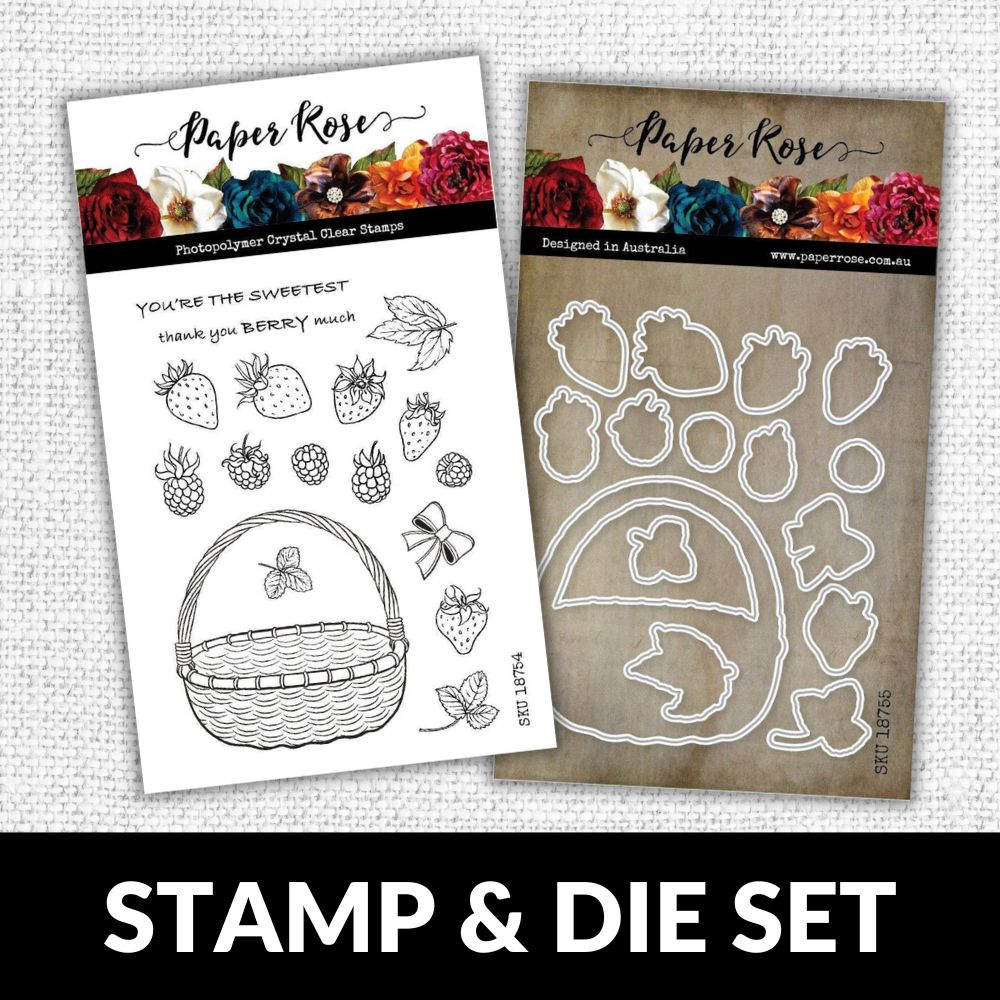 Paper Roses - Berry Basket 4x6" CLEAR STAMP & DIE SET