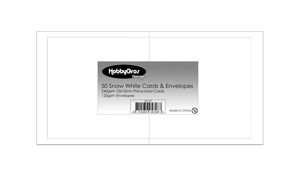 HobbyGros Storage - Cards & Envelopes 10x10cm Snow White (50pcs)