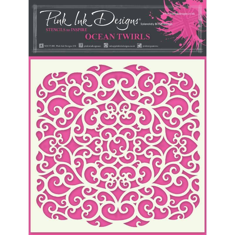 Pink Ink Designs Ocean Twirls 7 in x 7 in Stencil