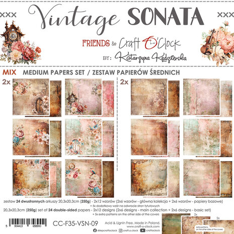 Craft O'Clock - Vintage Sonata 8x8 Inch Medium Papers Set 