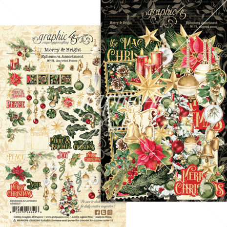 Graphic 45 - Merry & Bright Ephemera Assortment 